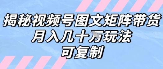 解密视频号图文矩阵带货，月入几个W的打法，可复制-8U创业网