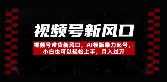 视频号带货新风口，AI模版暴力起号，小白也可以轻松上手，月入过W-8U创业网