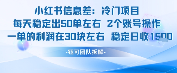 小红书信息差冷门项目一单利润30块每天稳定1.5k左右2个账号操作-8U创业网