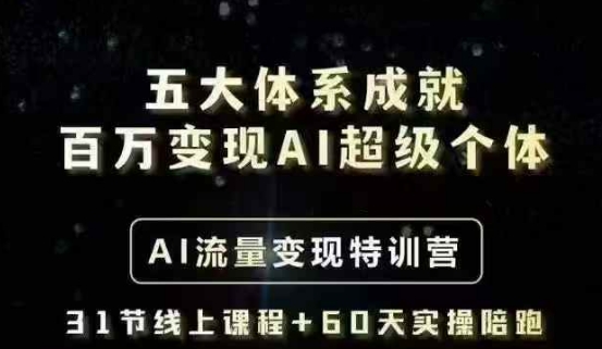 五大体系成就百万变现AI超级个体- AI流量变现特训营，一步一步教你一个人怎么年入百W-8U创业网