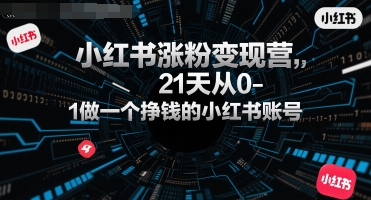 小红书涨粉变现营，21天从0-1做一个挣钱的小红书账号-8U创业网