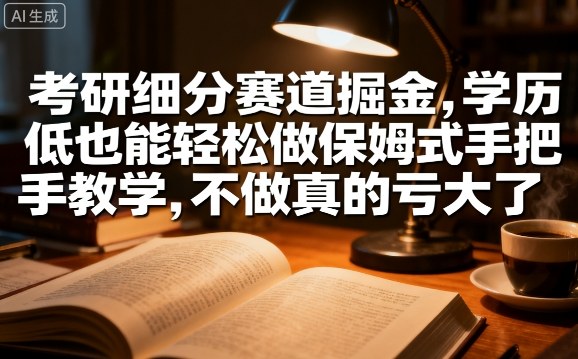 考研细分赛道掘金，日入1k+，学历低也能轻松做保姆式手把手教学，不做真的亏大了【揭秘】-8U创业网