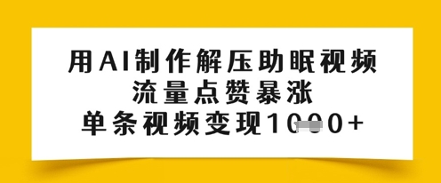 用AI制作解压助眠视频，流量点赞暴涨，单条视频变现多张-8U创业网