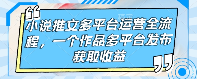 小说推文多平台运营全流程，一个作品多平台发布获取收益-8U创业网