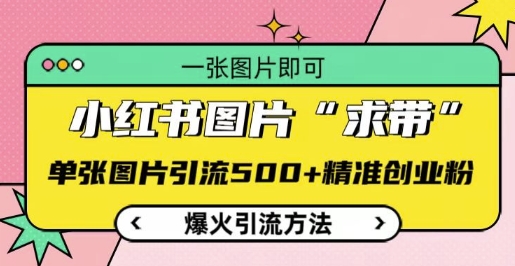 小红书图片‘求带’爆火引流法，单张图片引流500+精准创业粉【揭秘】-8U创业网