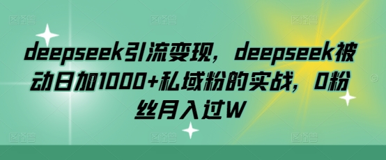 deepseek引流变现，deepseek被动日加1000+私域粉的实战，0粉丝月入过W-8U创业网