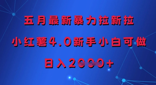 五月最新暴力拉新拉，小红薯4.0新手小白可做，日入多张-8U创业网