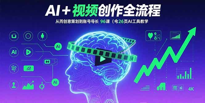 AI+短视频创作全流程：从创意策划到账号增长，96节课(含26项AI工具教学-8U创业网