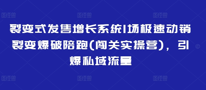 裂变式发售增长系统1场极速动销裂变爆破陪跑(闯关实操营)，引爆私域流量-8U创业网