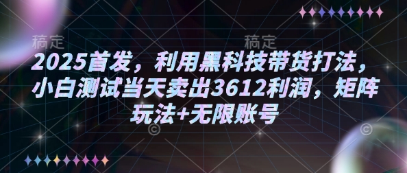 2025首发，利用黑科技带货打法，小白测试当天卖出3612利润，矩阵玩法+无限账号【揭秘】-8U创业网