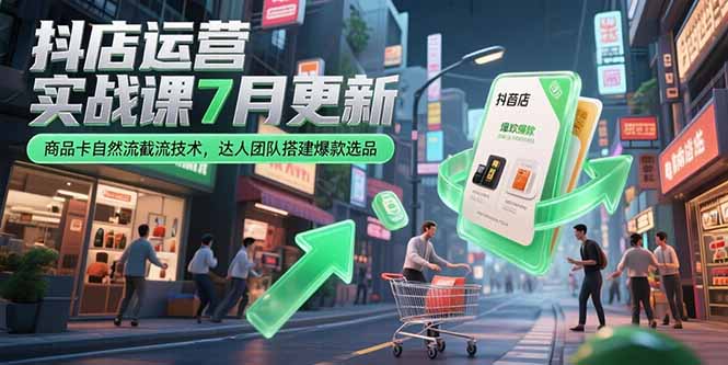 （15329期）抖店运营实战课7月更新，商品卡自然流截流技术，达人团队搭建爆款选品-8U创业网