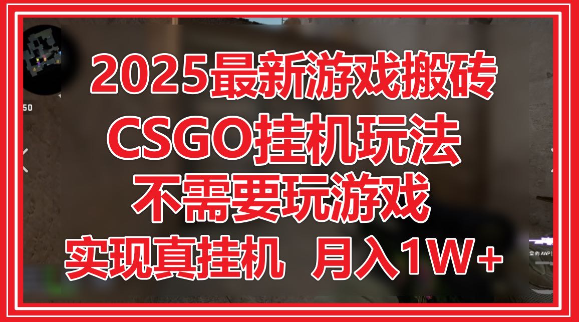 （14743期）2025最新游戏搬砖，CSGO挂机，不需要玩游戏，实现真挂机，月入1W+-8U创业网