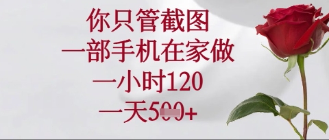 你只管截图，一部手机在家操作，一小时120.一天5张【揭秘】-8U创业网