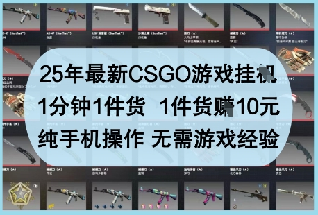 25年最新CSGO游戏挂G，1分钟1件货，1件货挣10元，纯手机操作，无需游戏经验【揭秘】-8U创业网