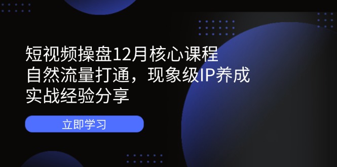 （14447期）短视频操盘12月核心课程：自然流量打通，现象级IP养成，实战经验分享-8U创业网