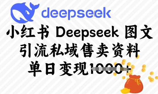 小红书Deepseek 图文引流私域售卖资料，单日变现多张-8U创业网