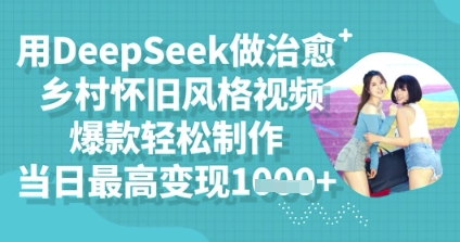 用DeepSeek做治愈乡村怀旧风格视频，爆款轻松制作，当日最高变现多张-8U创业网