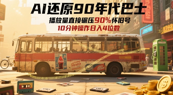 AI还原90年代巴士，一帧就让70后泪崩，播放量直接碾压90%怀旧号，每天操作十分钟，日入四位数-8U创业网