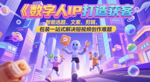数字人IP打造获客变现实操课，智能选题、文案、剪辑、包装一站式解决短视频创作难题-8U创业网